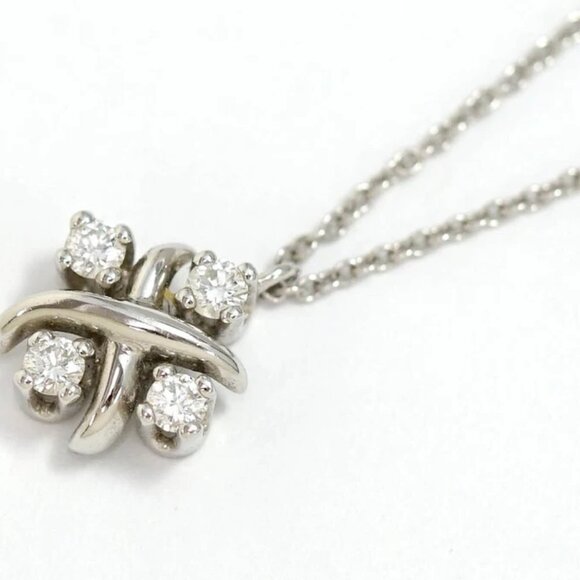 Tiffany & Co Diamond Cross Jean Schlumberger Lynn Necklace 16" Platinum 950 Auth - Picture 4 of 8